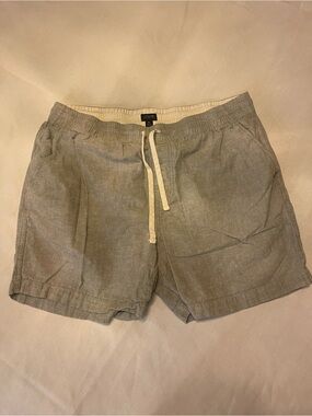 J. Crew Men’s Light Gray Linen-Blend Drawstring Shorts XL